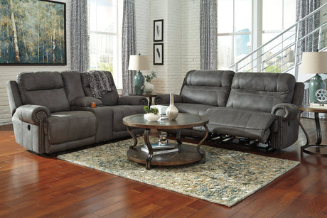 Austere Gray Reclining Loveseat with Console - Ornate Home
