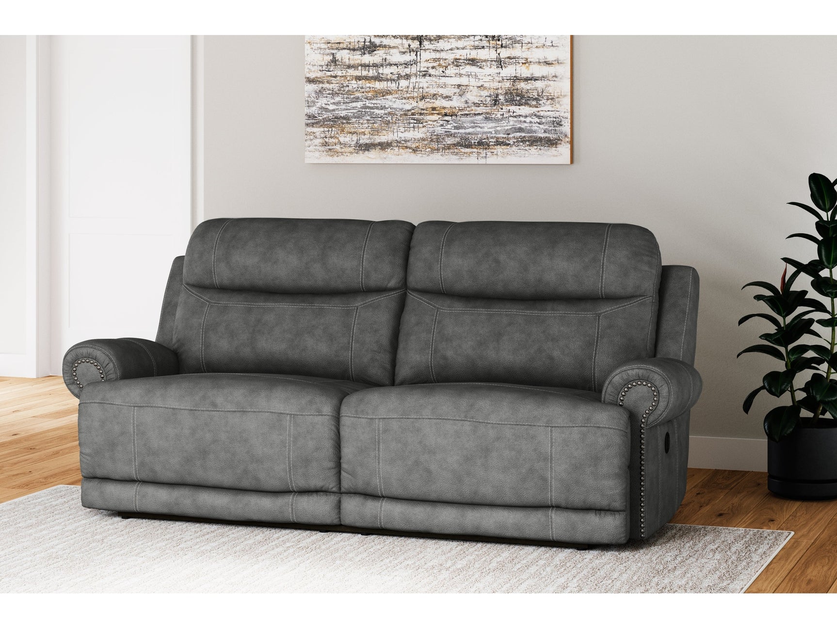 Austere Gray Reclining Sofa - Ornate Home
