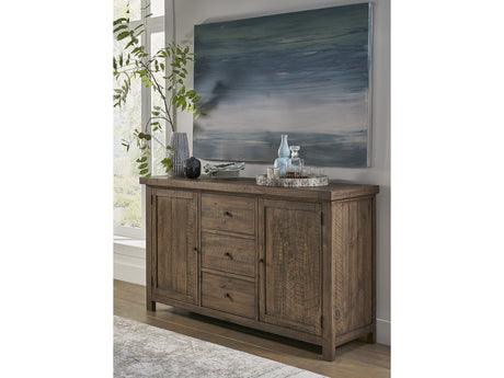 Autumn Flint Oak Solid Wood Three Drawer Two Door Sideboard - Ornate Home