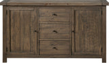 Autumn Flint Oak Solid Wood Three Drawer Two Door Sideboard - Ornate Home