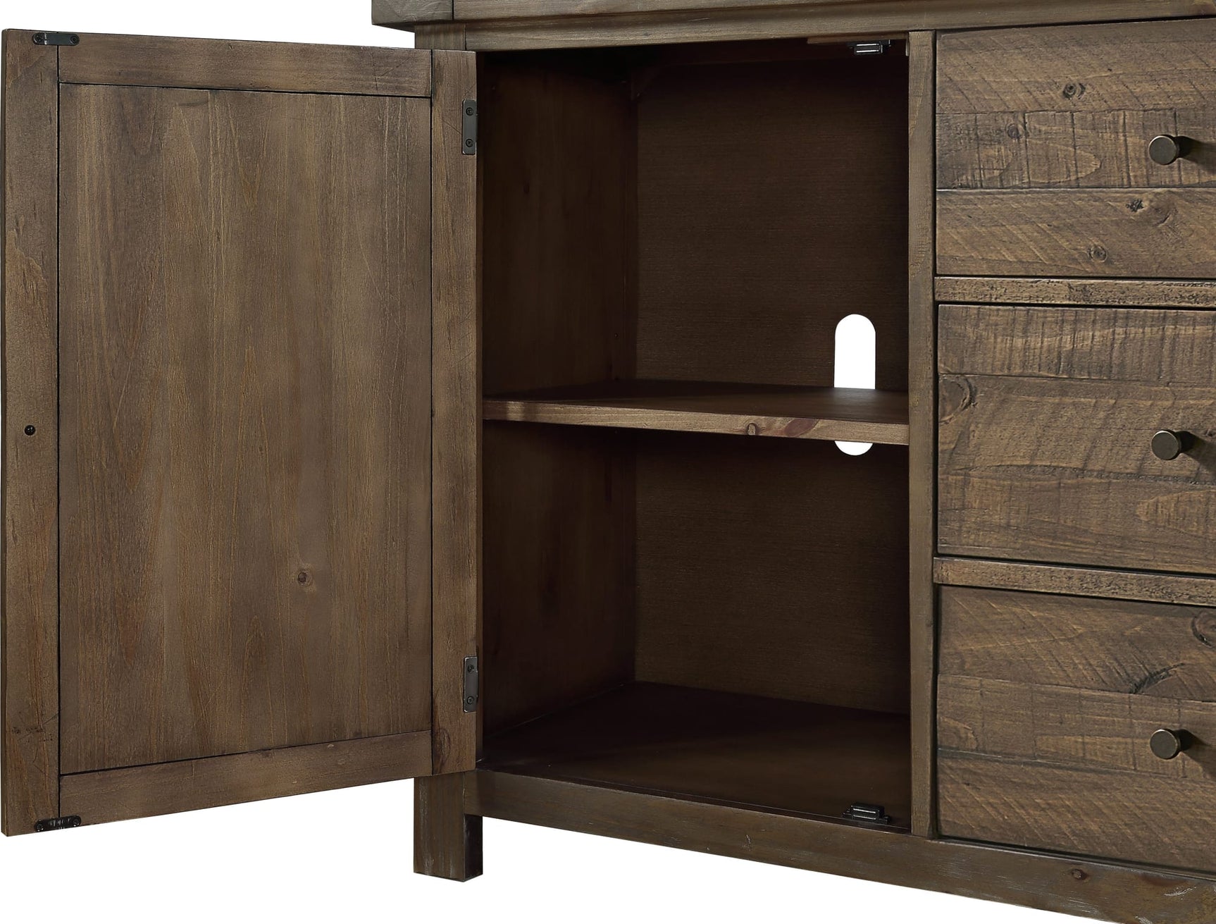 Autumn Flint Oak Solid Wood Three Drawer Two Door Sideboard - Ornate Home