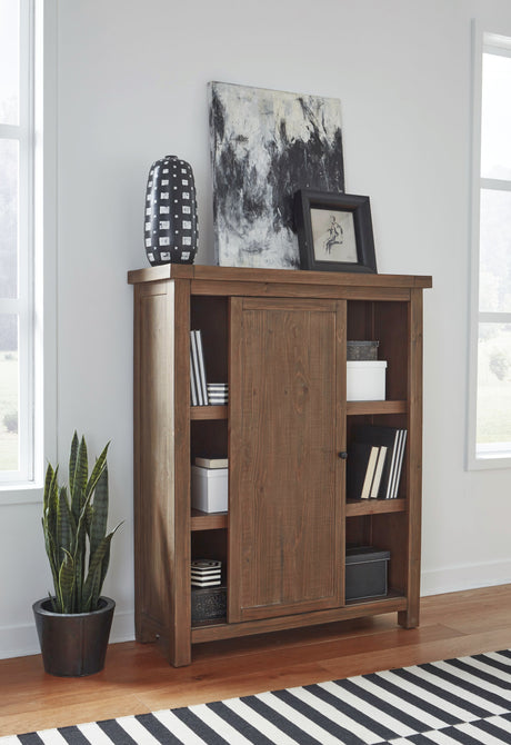 Autumn Sliding Door Bookcase in Flint Oak - Ornate Home