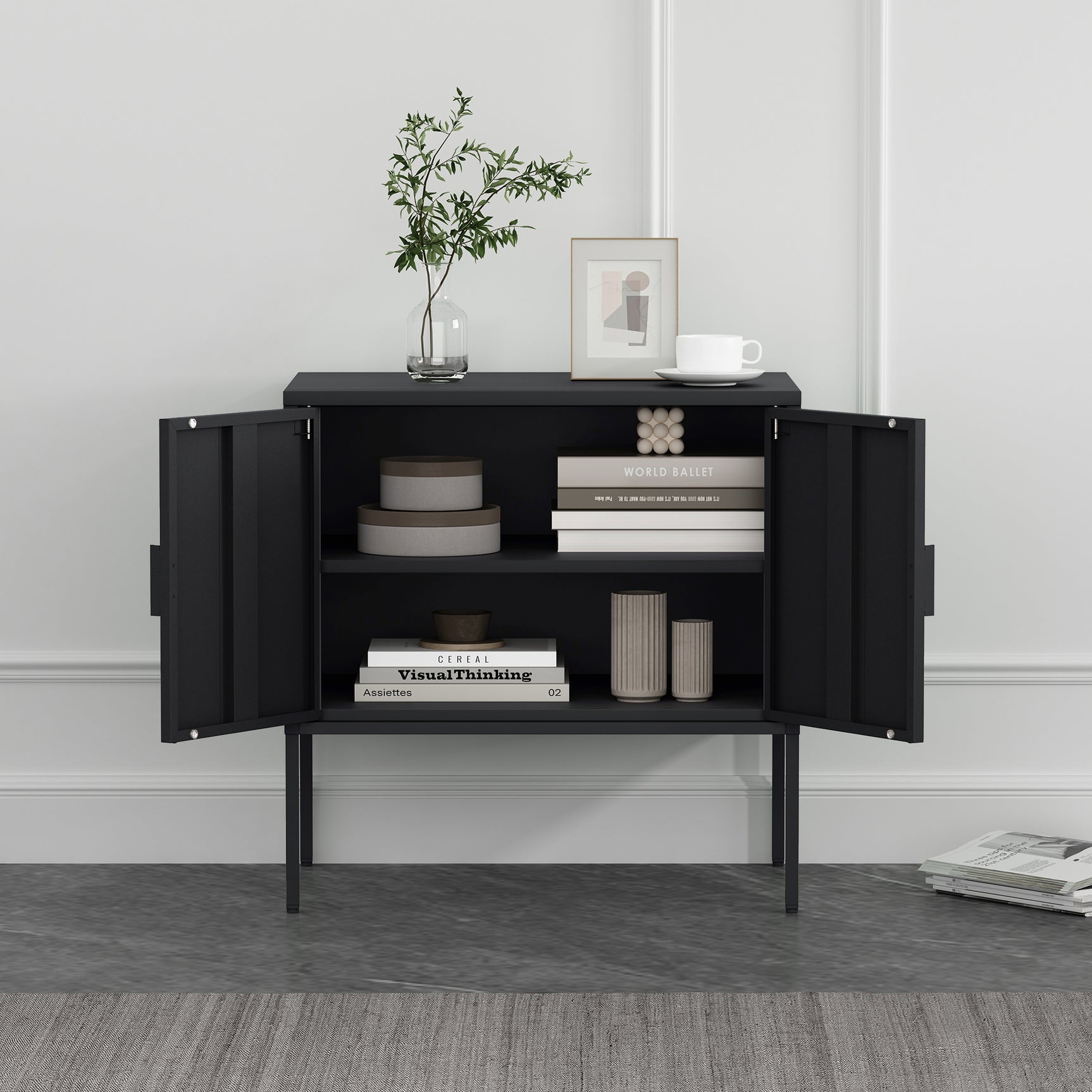Ava 23.6" Accent Cabinet in Black - Ornate Home