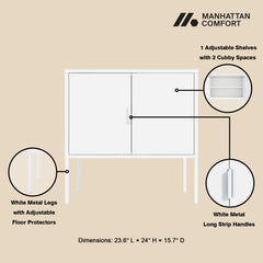 Ava 23.6" Accent Cabinet in White - Ornate Home