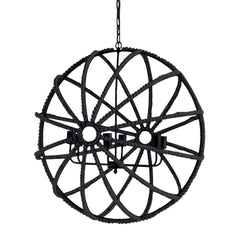 Ava Black Metal and Wooden Bead Six Bulb Chandelier - Ornate Home