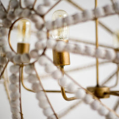 Ava White/Gold Metal and Wood Beaded Six Bulb Chandelier - Ornate Home
