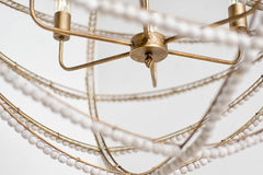 Ava White/Gold Metal and Wood Beaded Six Bulb Chandelier - Ornate Home