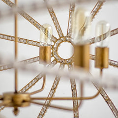 Ava White/Gold Metal and Wood Beaded Six Bulb Chandelier - Ornate Home