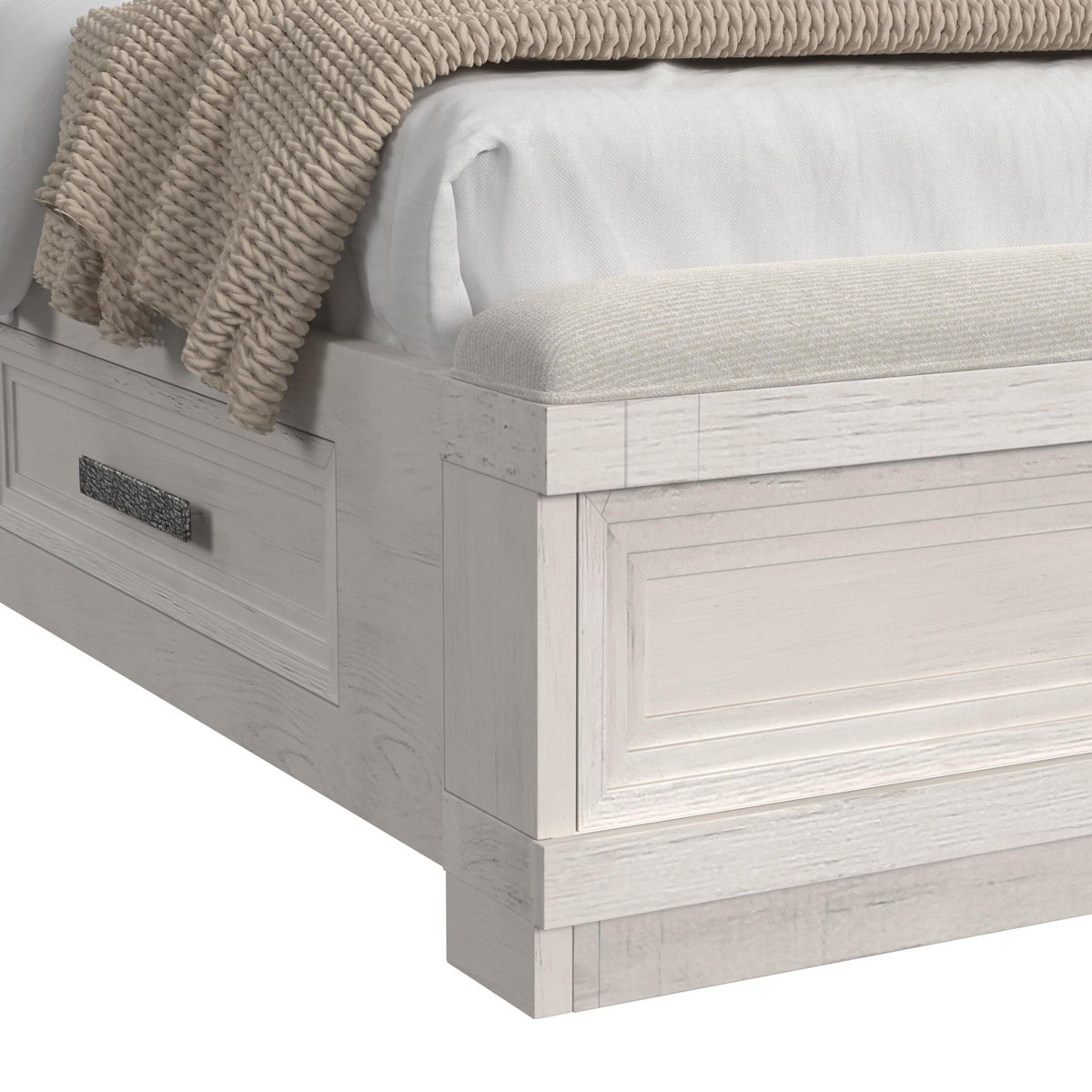 Avalanche Antique White 5-Piece King Storage Bedroom Set - Ornate Home