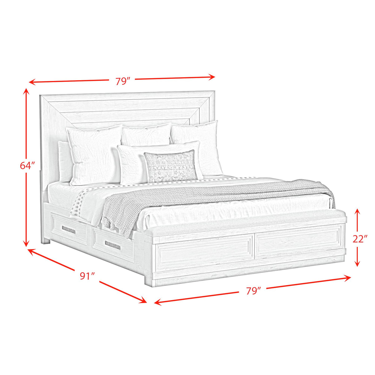 Avalanche Antique White 5-Piece King Storage Bedroom Set - Ornate Home