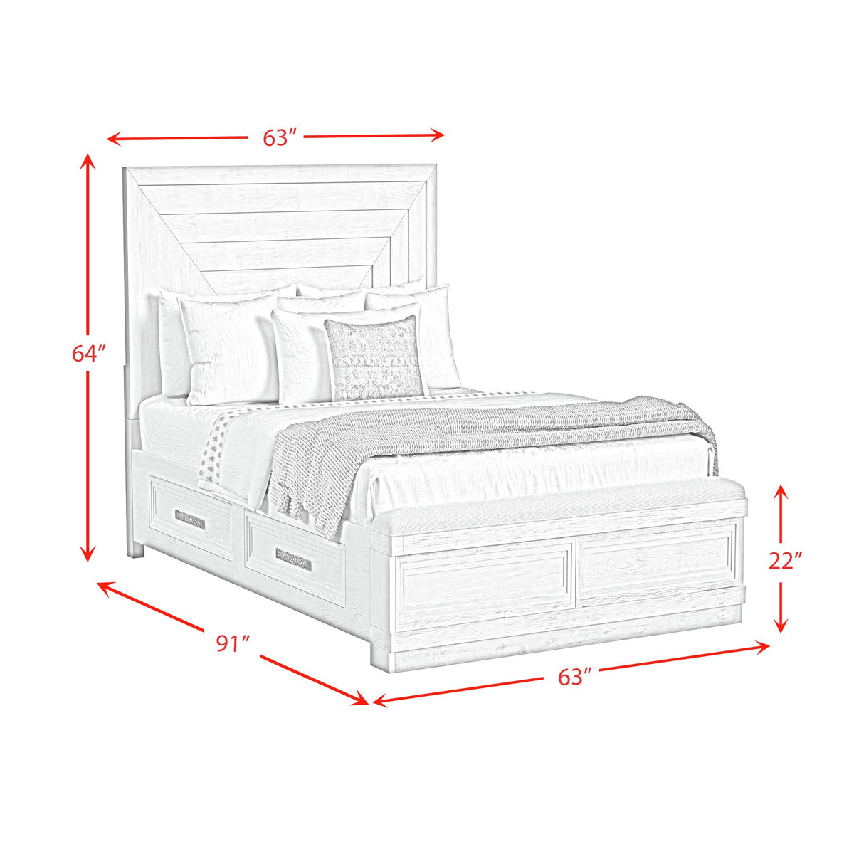 Avalanche Antique White 5-Piece Queen Storage Bedroom Set - Ornate Home