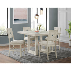Avalanche Antique White 5-Piece Square Counter Height Dining Set