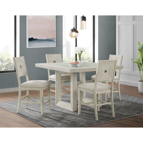 Avalanche Antique White 5-Piece Square Counter Height Dining Set