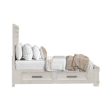 Avalanche Antique White Queen Storage Bed