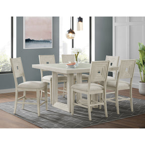 Avalanche Antique White 7-Piece Square Counter Height Dining Set