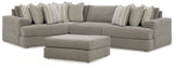 Avaliyah Ash 4-Piece Sectional and Oversized Accent Ottoman - Ornate Home
