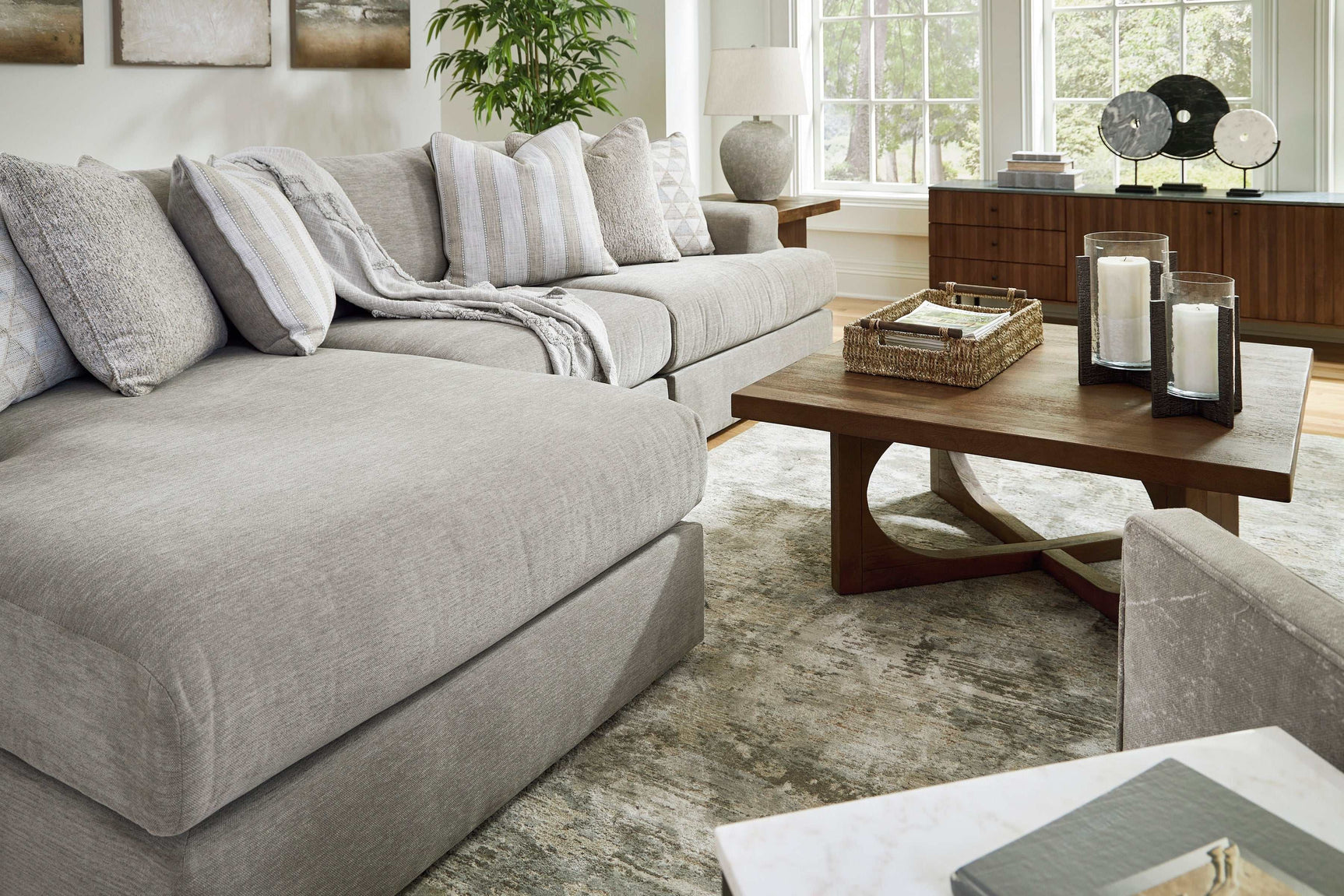 Avaliyah Ash Gray Chenille 3pc LAF Chaise Sectional - Ornate Home