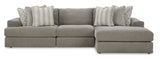 Avaliyah Ash Gray Chenille 3pc RAF Chaise Sectional (Online Special Price) - Ornate Home