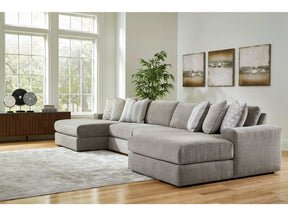 Avaliyah Ash Gray Chenille 4pc "U" Shape Double Chaise Sectional (Online Special Price) - Ornate Home