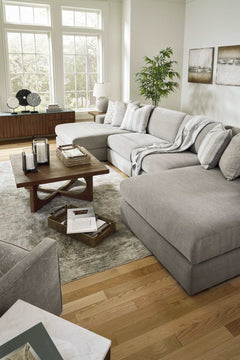 Avaliyah Ash Gray Chenille 4pc "U" Shape Double Chaise Sectional - Ornate Home