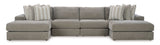 Avaliyah Ash Gray Chenille 4pc "U" Shape Double Chaise Sectional - Ornate Home