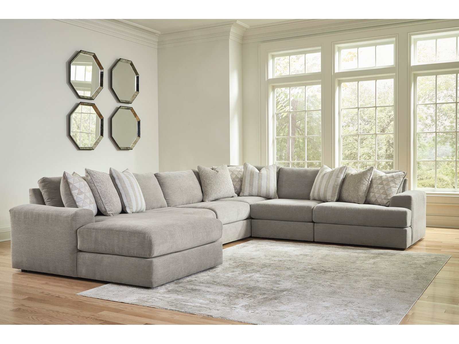 Avaliyah Ash Gray Chenille 6pc LAF Chaise Sectional (Online Special Price) - Ornate Home