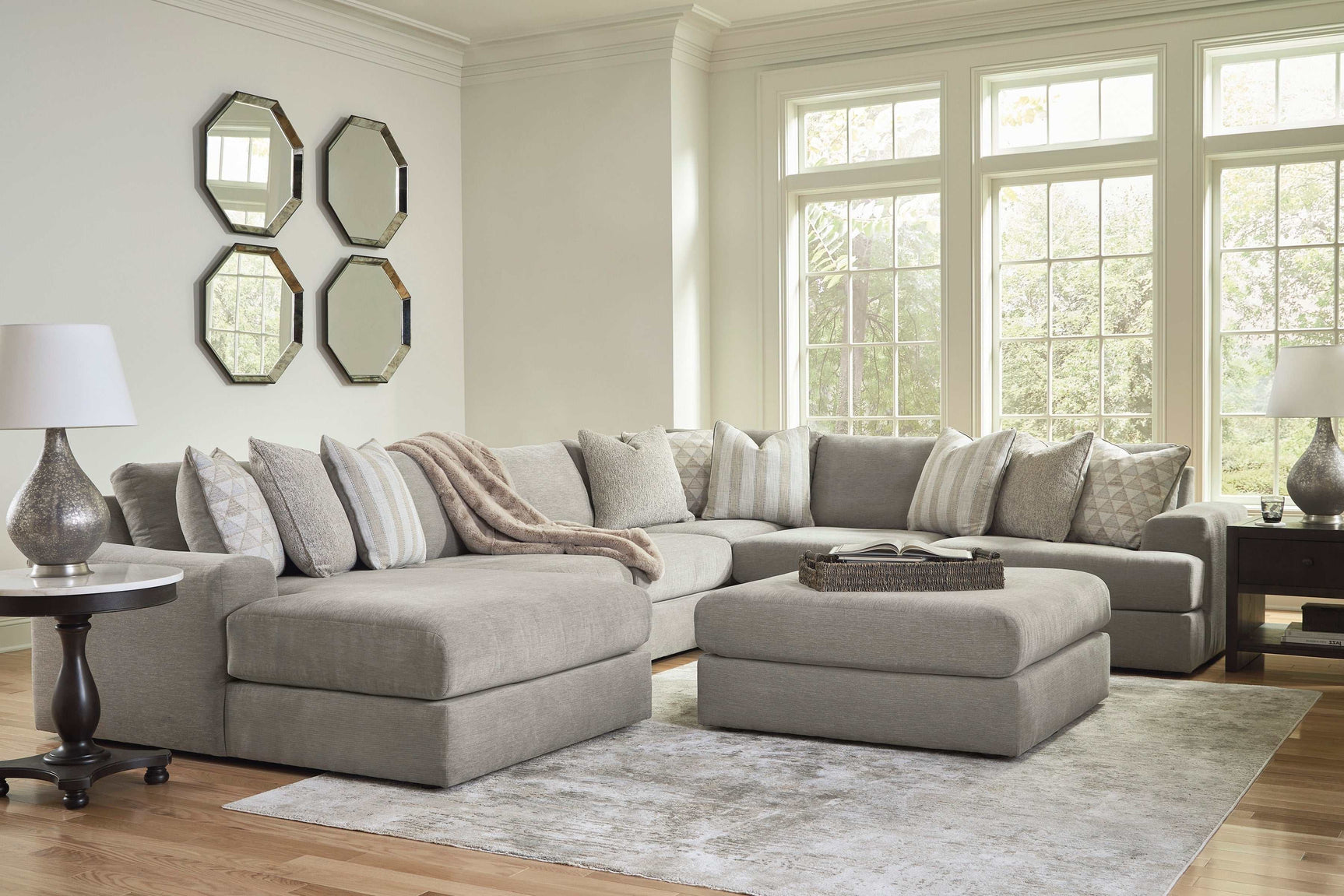 Avaliyah Ash Gray Chenille 6pc LAF Chaise Sectional (Online Special Price) - Ornate Home