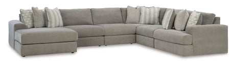Avaliyah Ash Gray Chenille 6pc LAF Chaise Sectional - Ornate Home