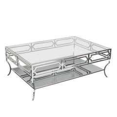 Avalon Coffee Table w/Clear Glass Top - Ornate Home