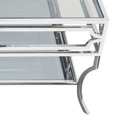 Avalon Coffee Table w/Clear Glass Top - Ornate Home