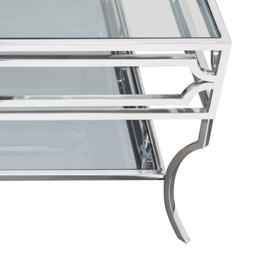 Avalon Coffee Table w/Clear Glass Top - Ornate Home