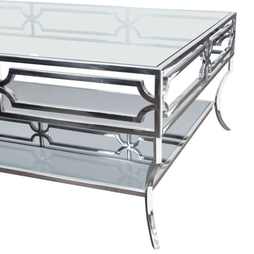 Avalon Coffee Table w/Clear Glass Top - Ornate Home