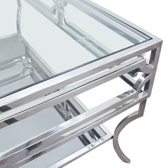 Avalon Coffee Table w/Clear Glass Top - Ornate Home