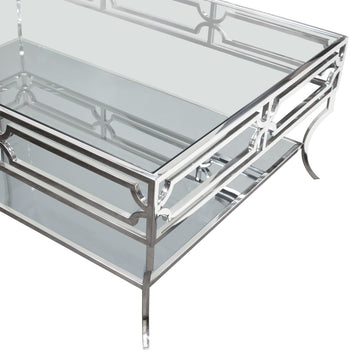 Avalon Coffee Table w/Clear Glass Top - Ornate Home
