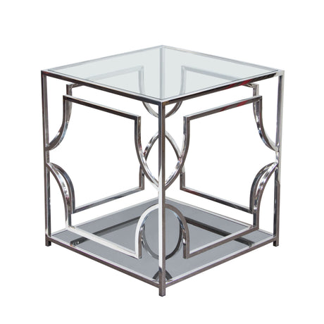 Avalon End Table w/ Clear Glass Top - Ornate Home