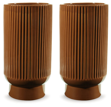 Avalyah Burnt Umber Vase (Set of 2) - Ornate Home