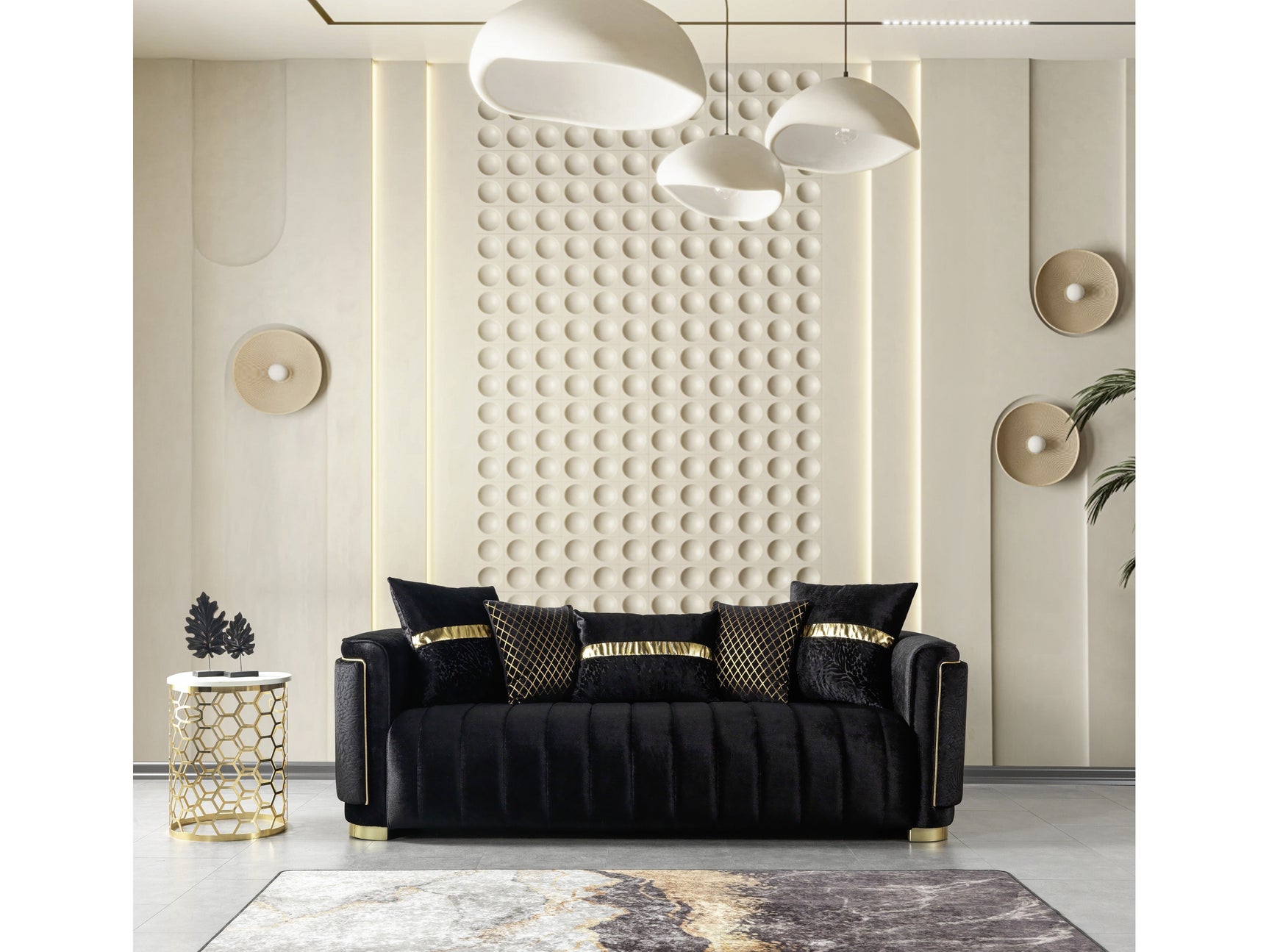 Avanos Black Sofa - Ornate Home