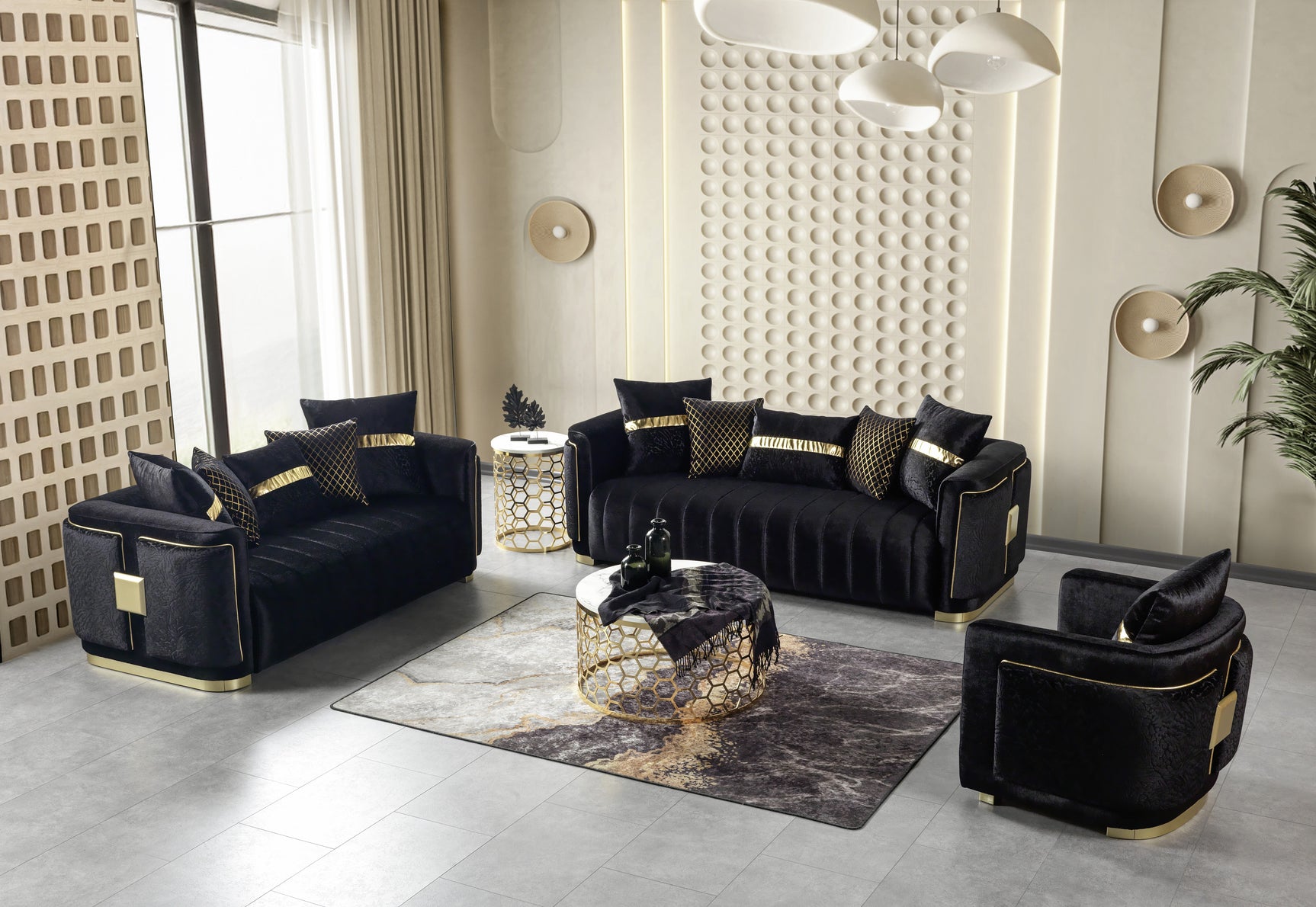 Avanos Black Loveseat - Ornate Home