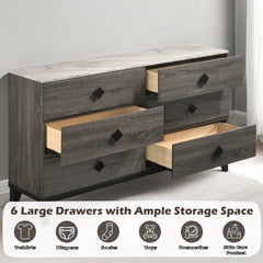 Avantika Faux Marble & Rustic Gray Oak Dresser - Ornate Home
