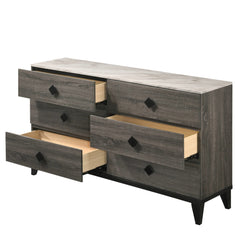Avantika Faux Marble & Rustic Gray Oak Dresser - Ornate Home