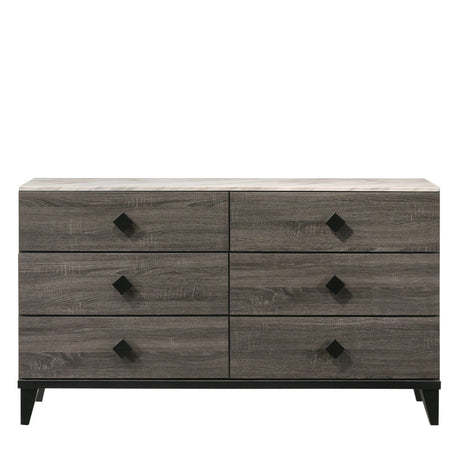 Avantika Faux Marble & Rustic Gray Oak Dresser - Ornate Home