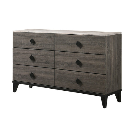 Avantika Faux Marble & Rustic Gray Oak Dresser - Ornate Home