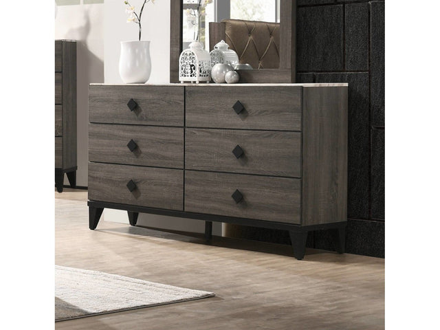 Avantika Faux Marble & Rustic Gray Oak Dresser - Ornate Home