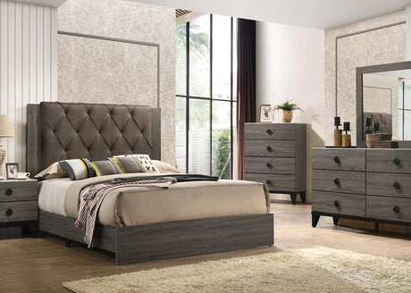 Avantika Rustic Gray Oak Eastern King Bed - Ornate Home
