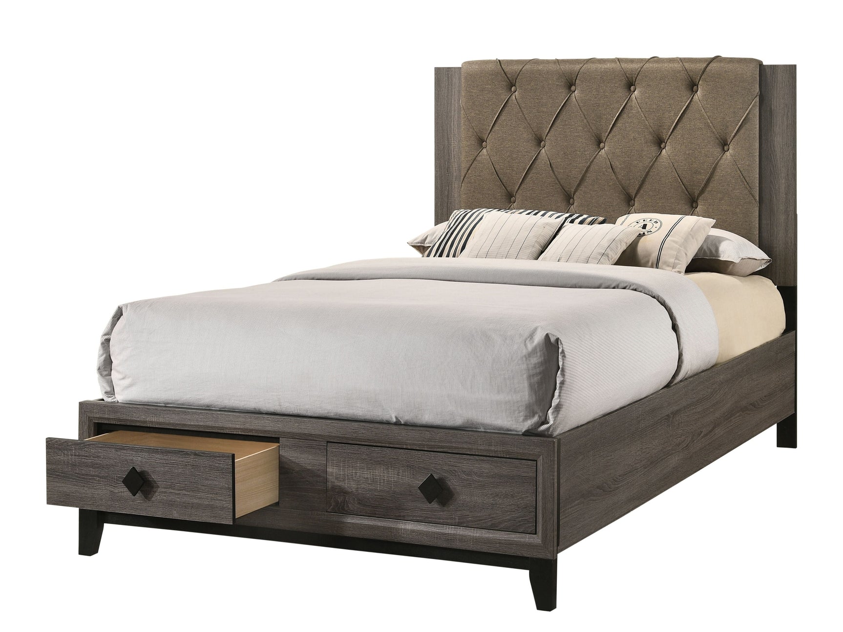 Avantika Rustic Gray Oak Eastern King Storage Bed - Ornate Home