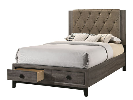 Avantika Rustic Gray Oak Eastern King Storage Bed - Ornate Home