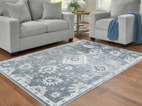 Avanworths Blue/Gray/Ivory Washable Medium Rug - Ornate Home