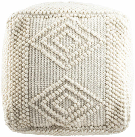 Aveley Beige Cotton Knitted Pouf - Ornate Home