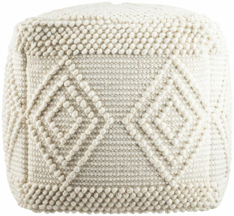 Aveley Beige Cotton Knitted Pouf - Ornate Home