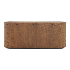Aven Walnut 71.5 Inch Oval Chiseled Wood Sideboard Buffet Cabinet with Hammered Effect - Ornate Home